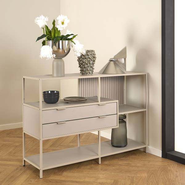 Regal Coogee mit Schubladen - 114 cm - Sandgrau