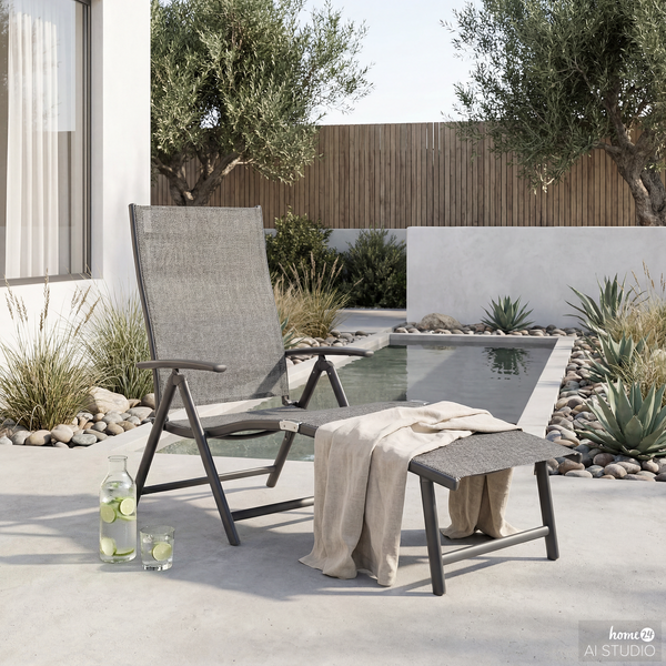 Gartenliege Lindy 2er-Set - Aluminium / Textilene - Grau
