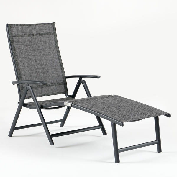 Gartenliege Lindy 2er-Set - Aluminium / Textilene - Grau