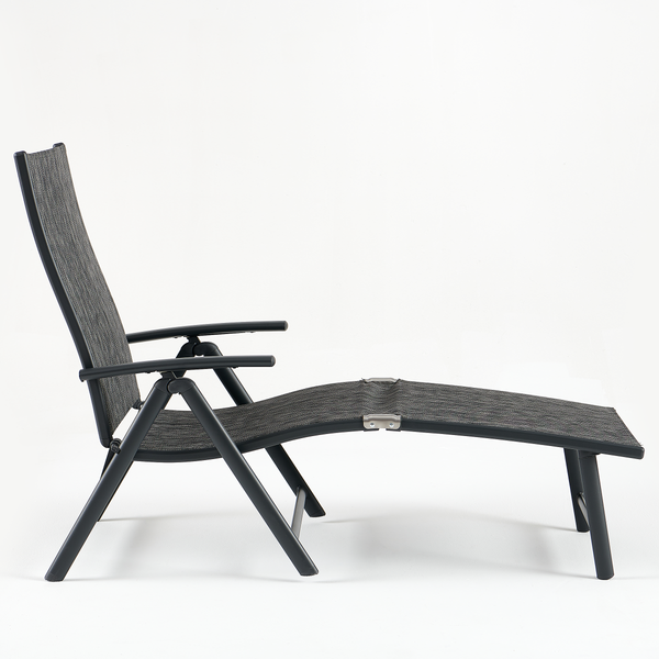 Gartenliege Lindy 2er-Set - Aluminium / Textilene - Grau