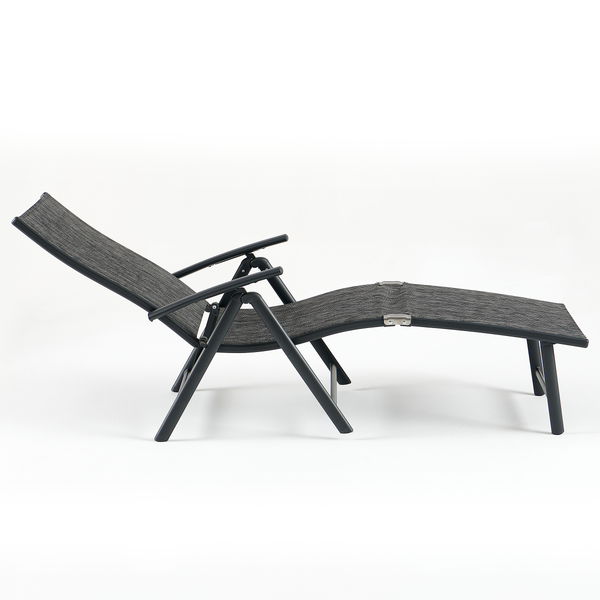 Gartenliege Lindy 2er-Set - Aluminium / Textilene - Grau