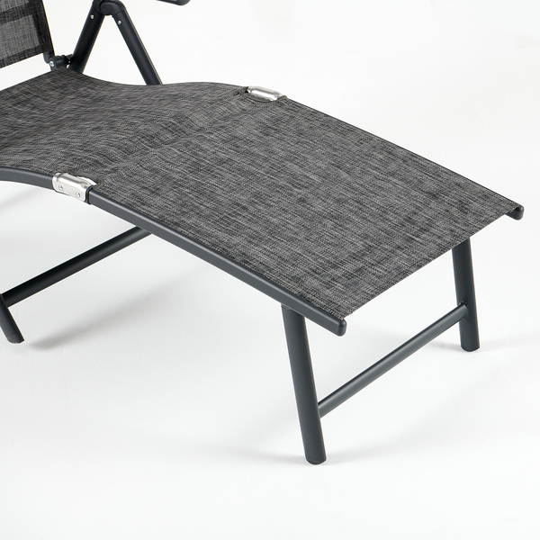 Gartenliege Lindy 2er-Set - Aluminium / Textilene - Grau
