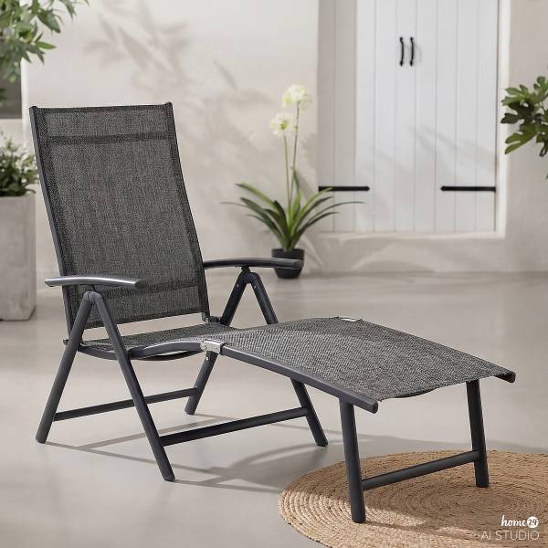Gartenliege Lindy 2er-Set - Aluminium / Textilene - Grau