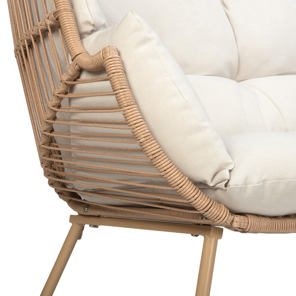 XXL-Gartensessel Vite - Polyrattan / Webstoff - Beige