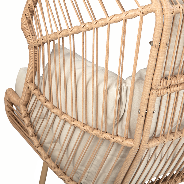 XXL-Gartensessel Vite - Polyrattan / Webstoff - Beige
