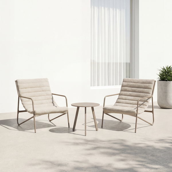 Balkonset Wink 3-teilig - Stahl / Bouclé - Beige