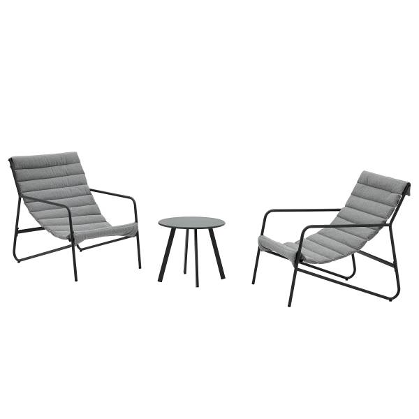 Balkonset Wink 3-teilig - Stahl / Bouclé - Anthrazit