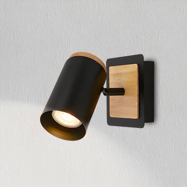 LED Wandleuchte Duta - Aluminium / Gummibaum - Schwarz