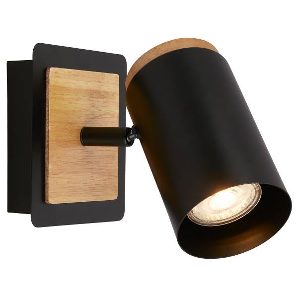 LED Wandleuchte Duta - Aluminium / Gummibaum - Schwarz
