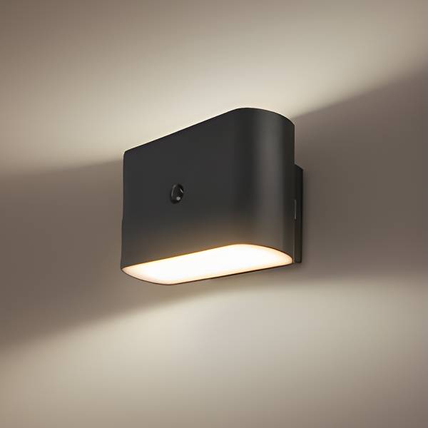 LED Wandleuchte Chet - Polypropylen - mit Sensor - Schwarz