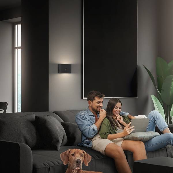 LED Wandleuchte Chet - Polypropylen - mit Sensor - Schwarz