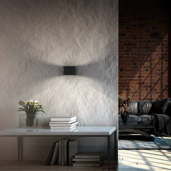 LED Wandleuchte Chet - Polypropylen - mit Sensor - Schwarz