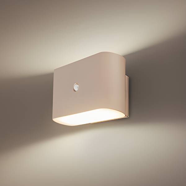 LED Wandleuchte Chet - Polypropylen - mit Sensor - Beige