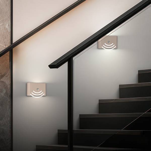 LED Wandleuchte Chet - Polypropylen - mit Sensor - Beige
