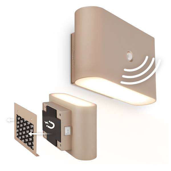 LED Wandleuchte Chet - Polypropylen - mit Sensor - Beige