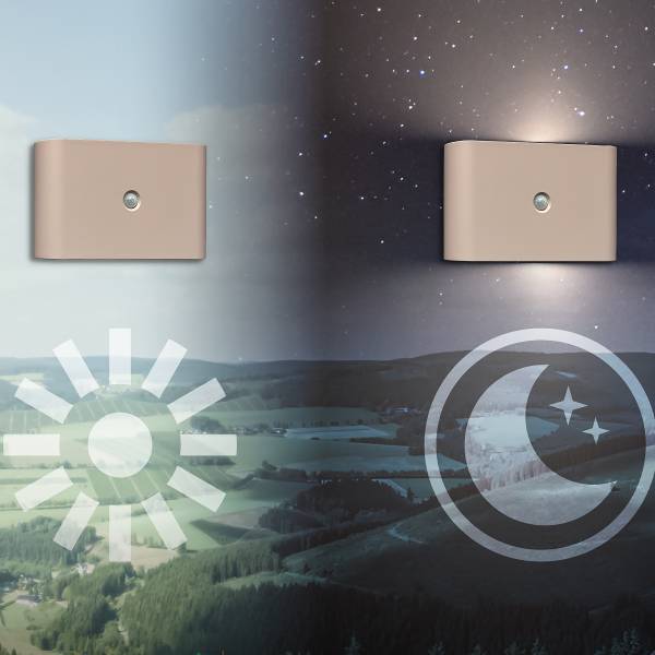 LED Wandleuchte Chet - Polypropylen - mit Sensor - Beige