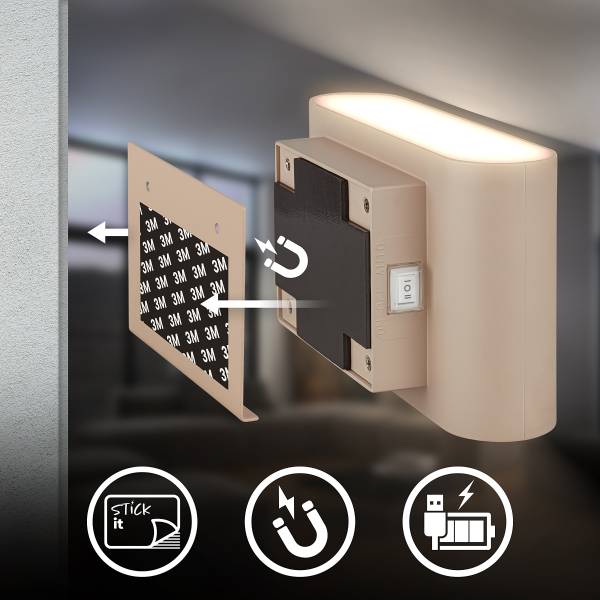 LED Wandleuchte Chet - Polypropylen - mit Sensor - Beige