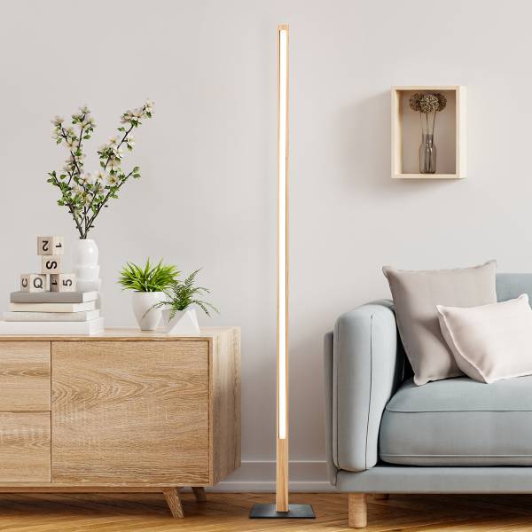 LED-Stehleuchte Arion - Kiefer Teilmassiv / Stahl - 1-flammig