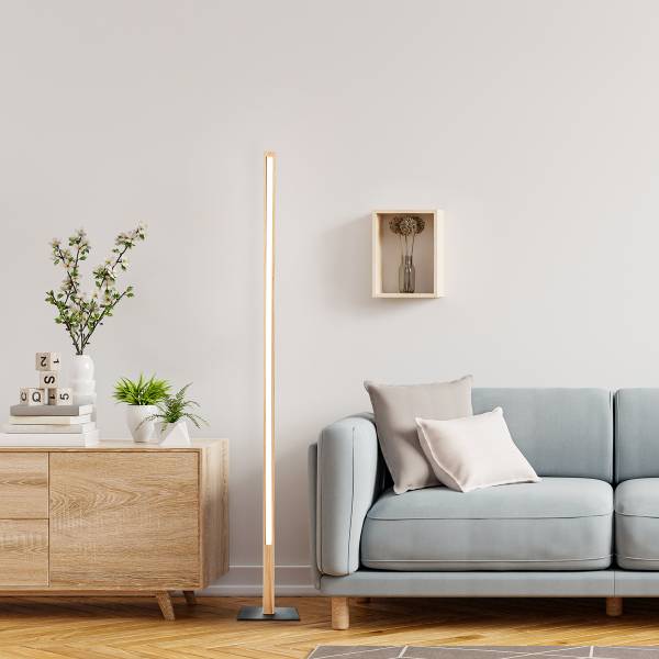 LED-Stehleuchte Arion - Kiefer Teilmassiv / Stahl - 1-flammig