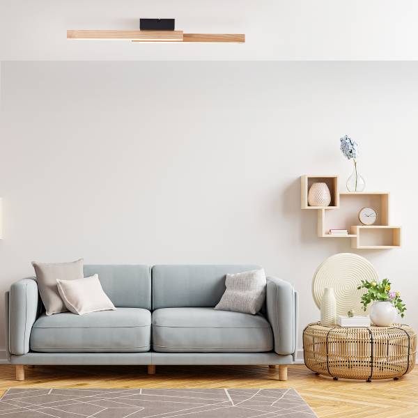 LED-Deckenleuchte Arion - Kiefer Teilmassiv / Stahl - 1-flammig