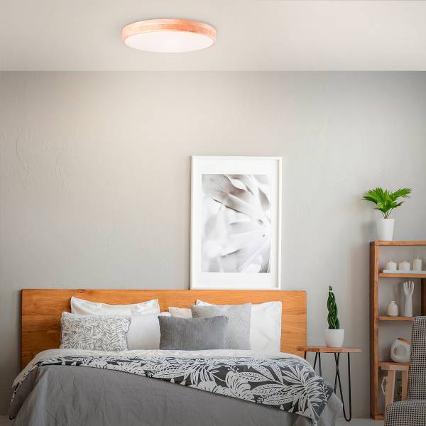 LED-Deckenleuchte Slimline - Polyacryl / Gummibaum Teilmassiv - 1-flammig