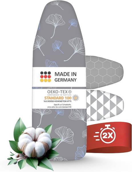 Bügelbrettbezug Ginkgo - Polyester - Grau -  Größe M - 48 x 130 cm