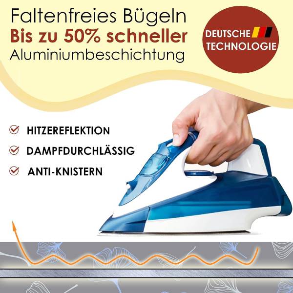 Bügelbrettbezug Ginkgo - Polyester - Grau -  Größe M - 48 x 130 cm