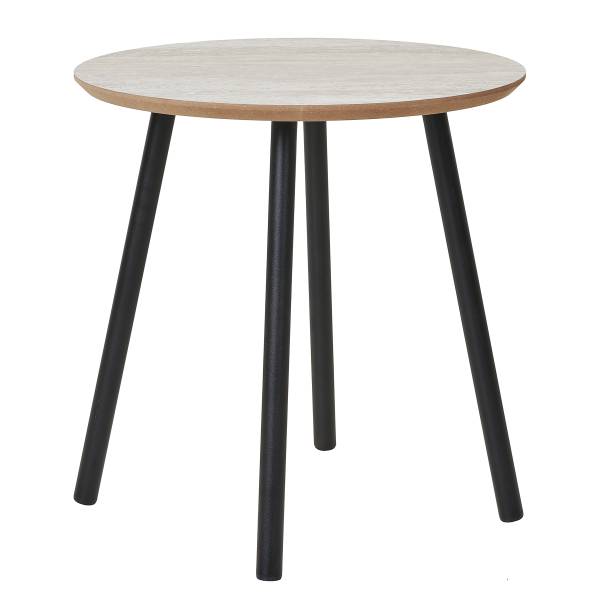 Couchtisch Motindi - Travertin Dekor / Schwarz - 40 x 40 cm