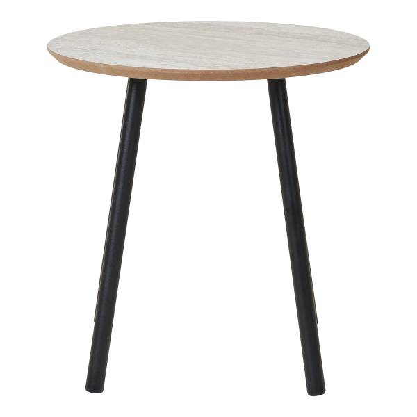 Couchtisch Motindi - Travertin Dekor / Schwarz - 40 x 40 cm