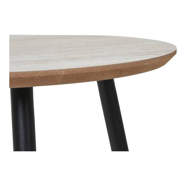 Couchtisch Motindi - Travertin Dekor / Schwarz - 40 x 40 cm