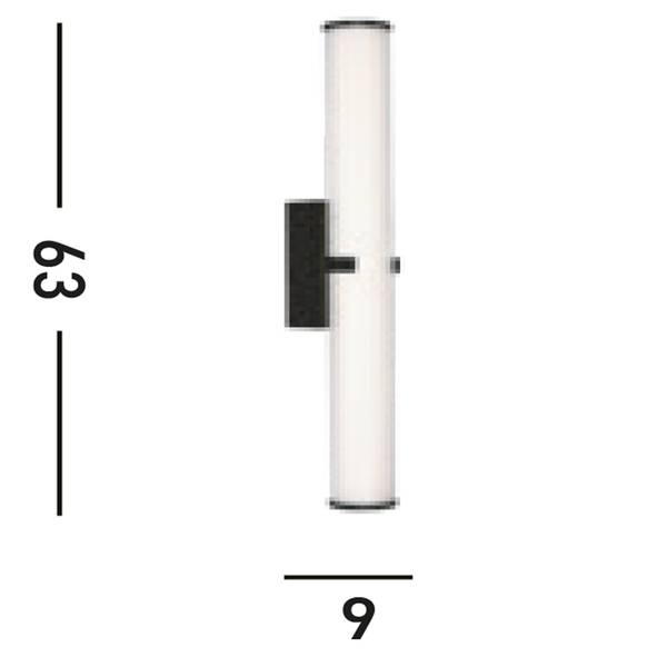 LED-Badleuchte Clamp - Stahl / Opalglas - Schwarz - Höhe: 63 cm