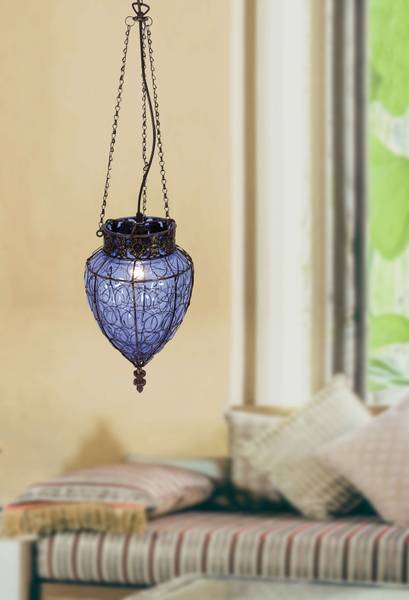 Pendelleuchte Orient Typ B - Farbglas / Eisen - 1-flammig