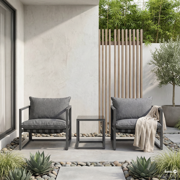 Loungegruppe Moda 3-teilig - Stahl / Webstoff - Grau