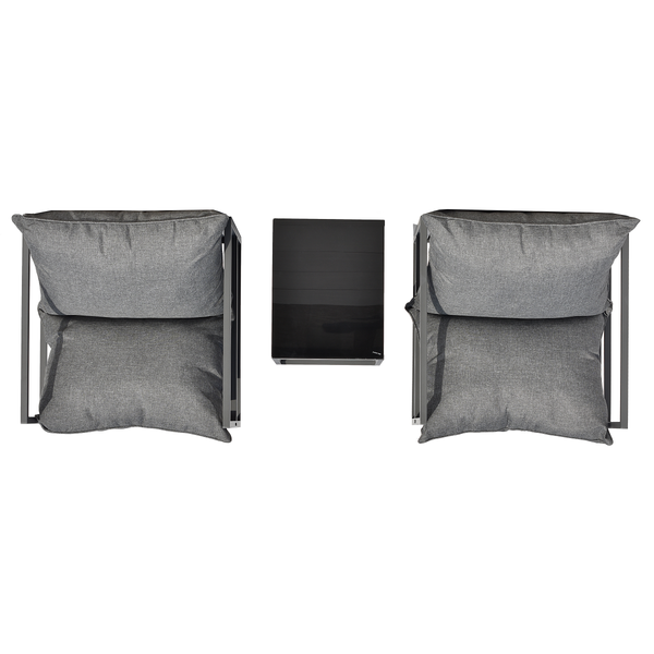 Loungegruppe Moda 3-teilig - Stahl / Webstoff - Grau