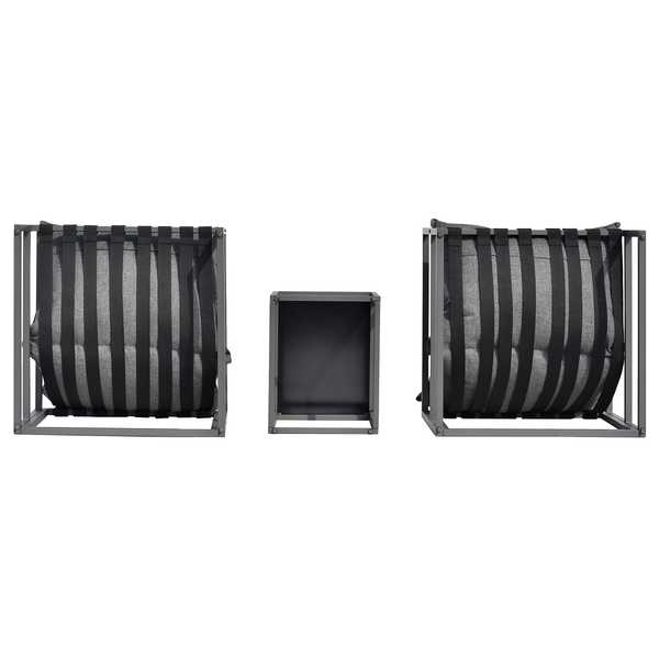 Loungegruppe Moda 3-teilig - Stahl / Webstoff - Grau