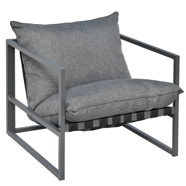 Loungegruppe Moda 3-teilig - Stahl / Webstoff - Grau