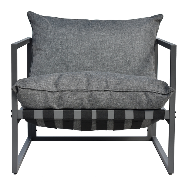 Loungegruppe Moda 3-teilig - Stahl / Webstoff - Grau