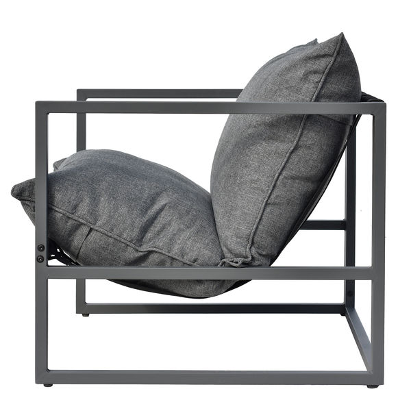 Loungegruppe Moda 3-teilig - Stahl / Webstoff - Grau