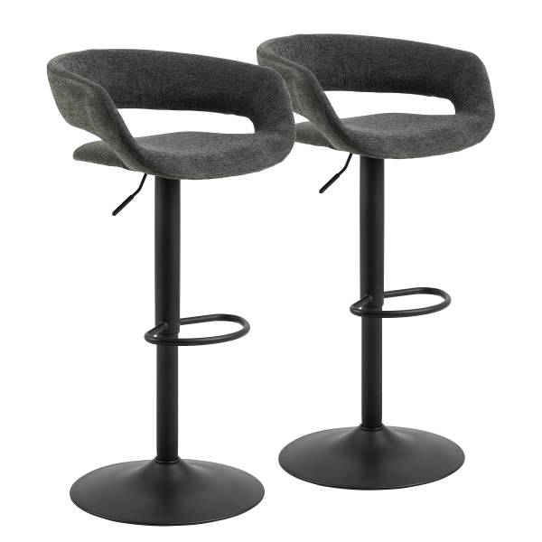 Barhocker Sumaika III (2er-Set) - Webstoff Aphra: Dunkelgrau