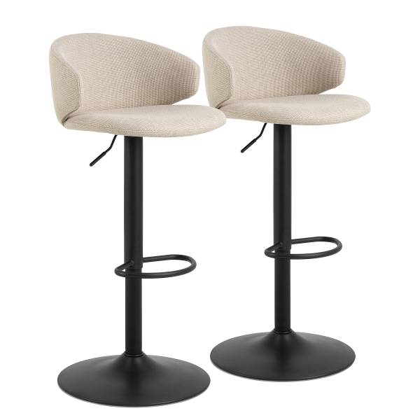 Barhocker Bacavi 2er-Set - Beige - Flachgewebe - Stahl - 46 x 107 x 38 cm
