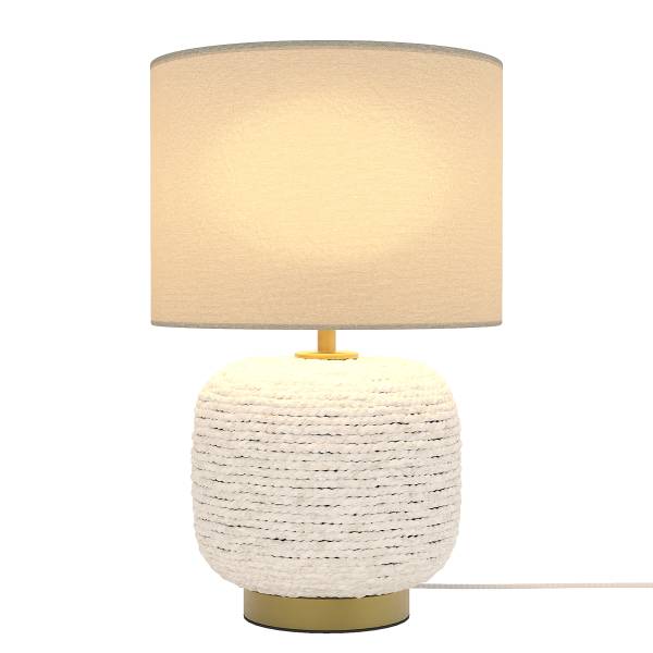Tischleuchte Celio - Rattan / Leinen - 1-flammig