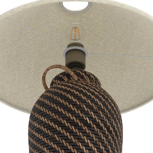 Tischleuchte Brillo - Rattan / Leinen - 1-flammig