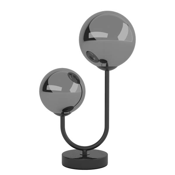 Tischleuchte Orion - Rauchglas / Eisen - 2-flammig - Schwarz