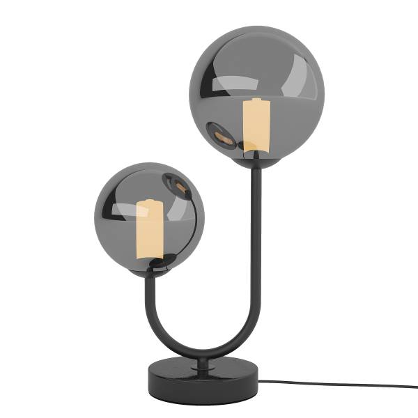 Tischleuchte Orion - Rauchglas / Eisen - 2-flammig - Schwarz