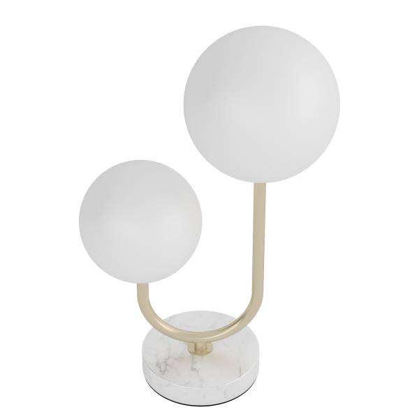 Tischleuchte Orion - Opalglas / Eisen - 2-flammig - Messing