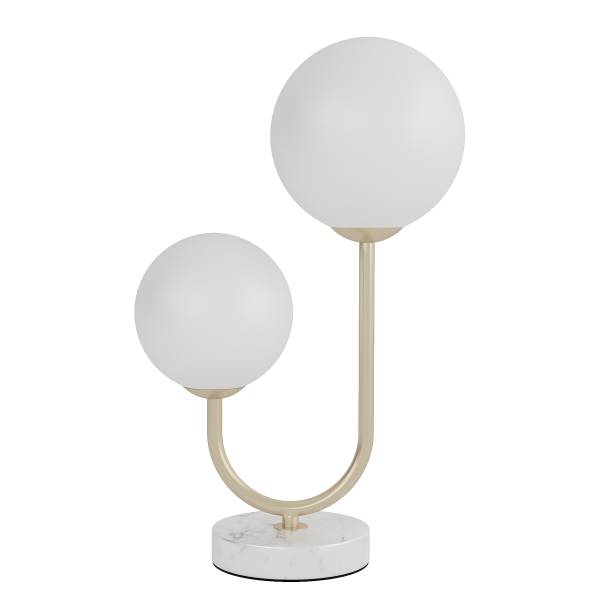 Tischleuchte Orion - Opalglas / Eisen - 2-flammig - Messing