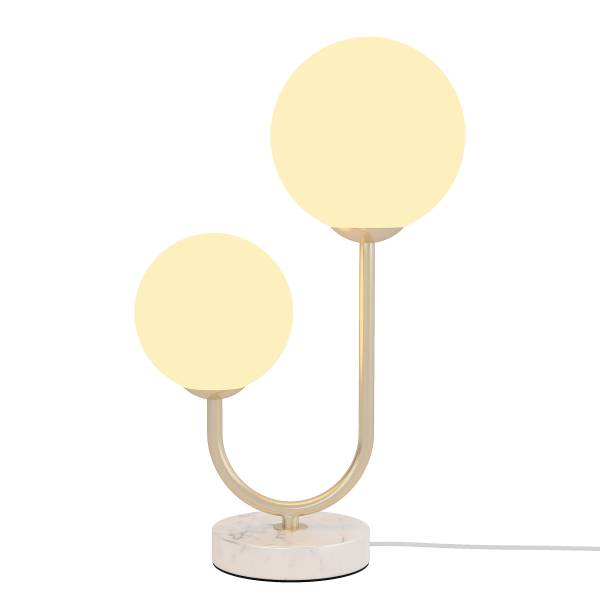 Tischleuchte Orion - Opalglas / Eisen - 2-flammig - Messing