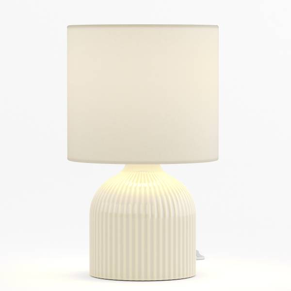 Tischleuchte Uvaro - Frottee / Keramik - 1-flammig - Beige