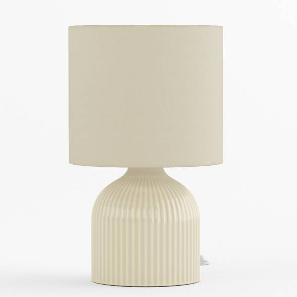 Tischleuchte Uvaro - Frottee / Keramik - 1-flammig - Beige