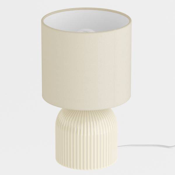 Tischleuchte Uvaro - Frottee / Keramik - 1-flammig - Beige
